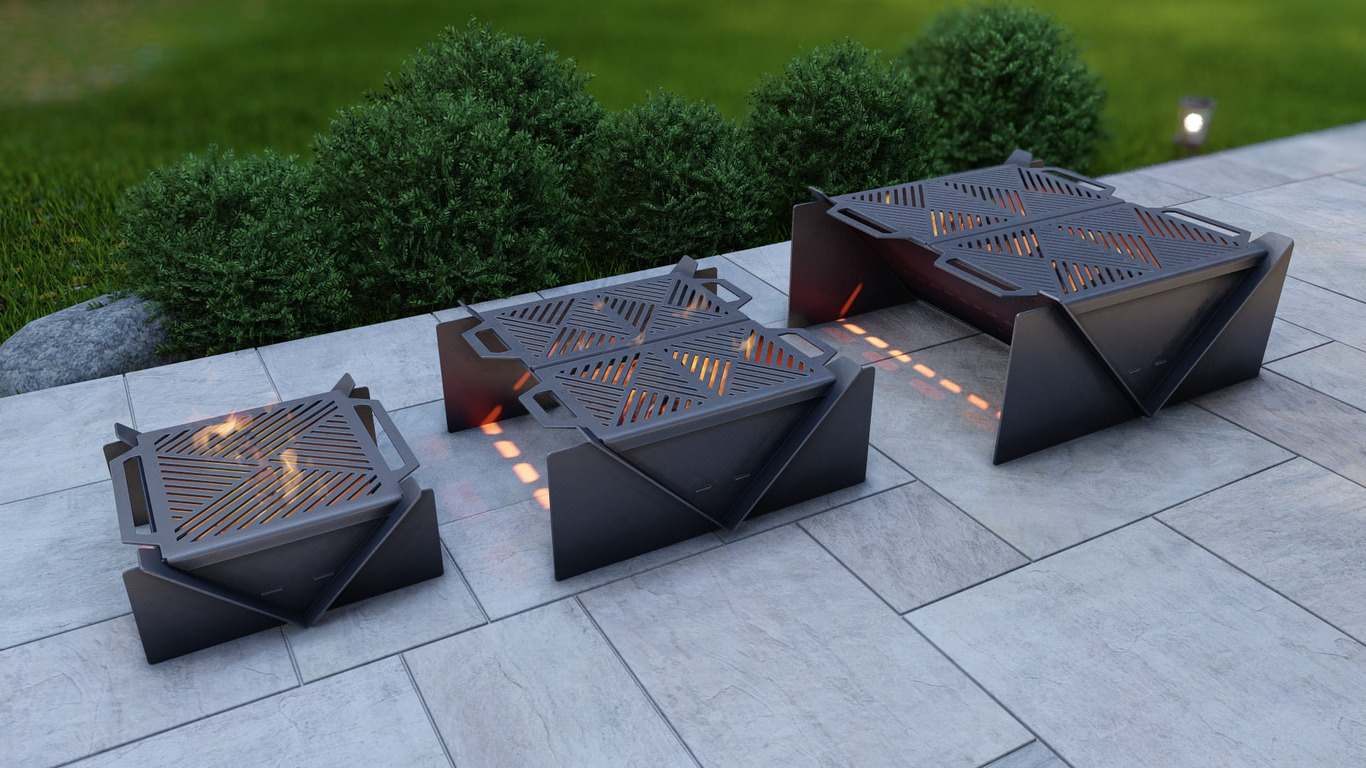 Square Fire Pit Grill Three Sizes. DXF, SVG files for plasma, laser cutting. Фото 3