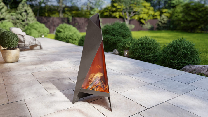 Lareira V1 1200 mm de Jardim. Arquivos DXF e SVG para corte e plasma a laser. Lareira Externa Pirâmide