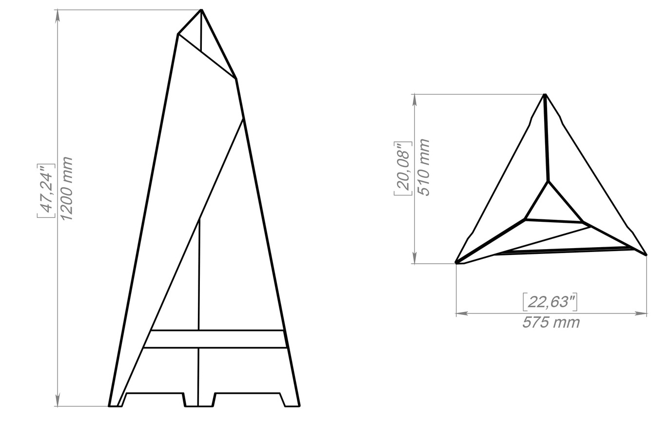 Lareira V1 1200 mm de Jardim. Arquivos DXF e SVG para corte e plasma a laser. Lareira Externa Pirâmide. Фото 11