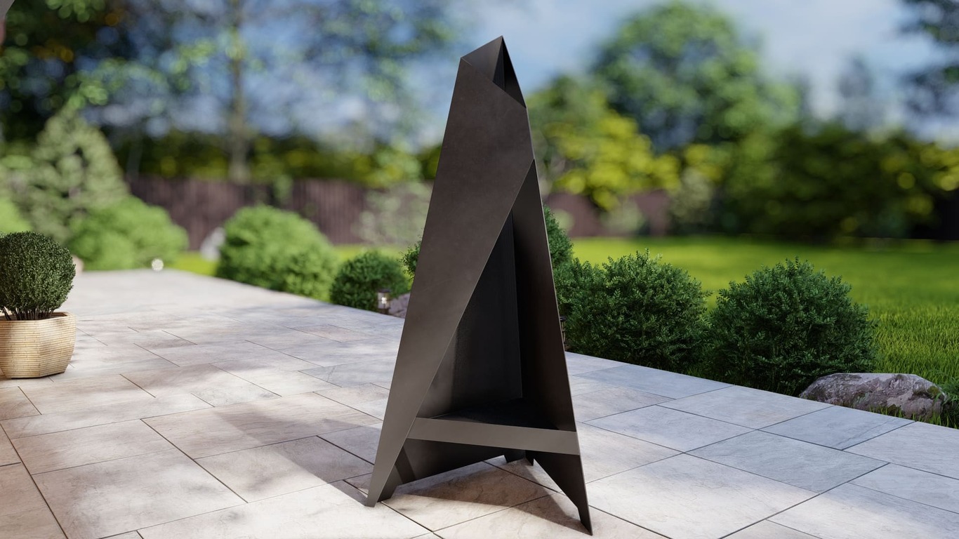 Lareira V1 1600 mm de Jardim. Arquivos DXF e SVG para corte e plasma a laser. Lareira Externa Pirâmide. Фото 8