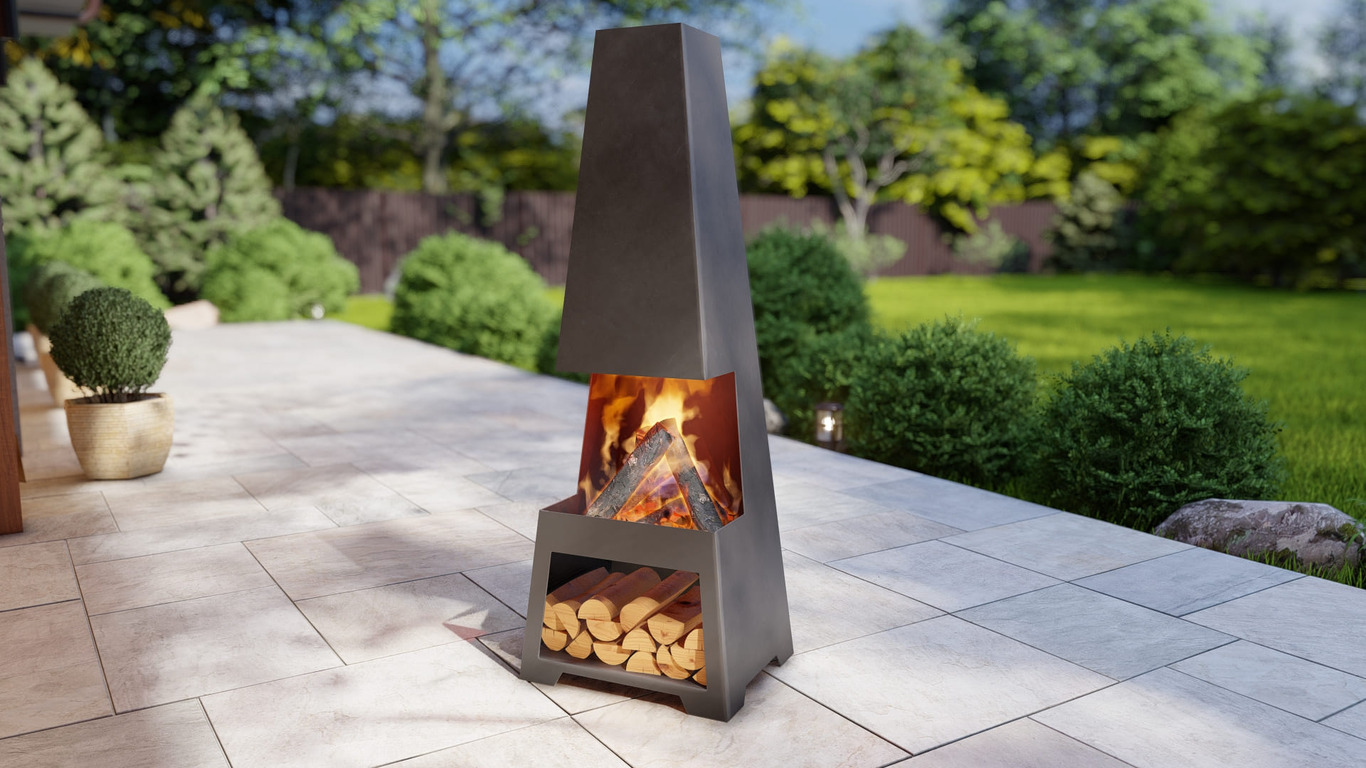 Outdoor Fireplace V2 63". DXF, SVG files for plasma, laser cutting. Chiminea Fire Pit