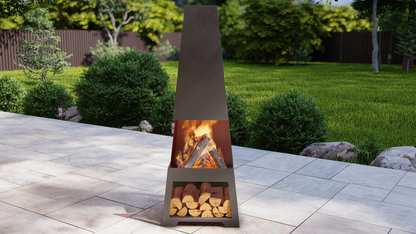 Outdoor Fireplace V2 63". DXF, SVG files for plasma, laser cutting. Chiminea Fire Pit. Фото 5