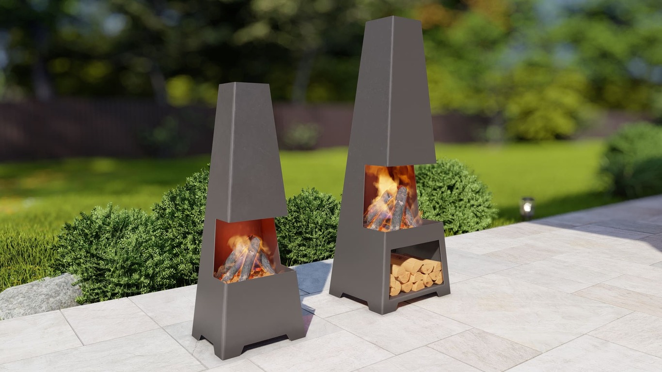 Outdoor Fireplace V2 Two Sizes. DXF, SVG files for plasma, laser cutting. Chiminea Fire Pit