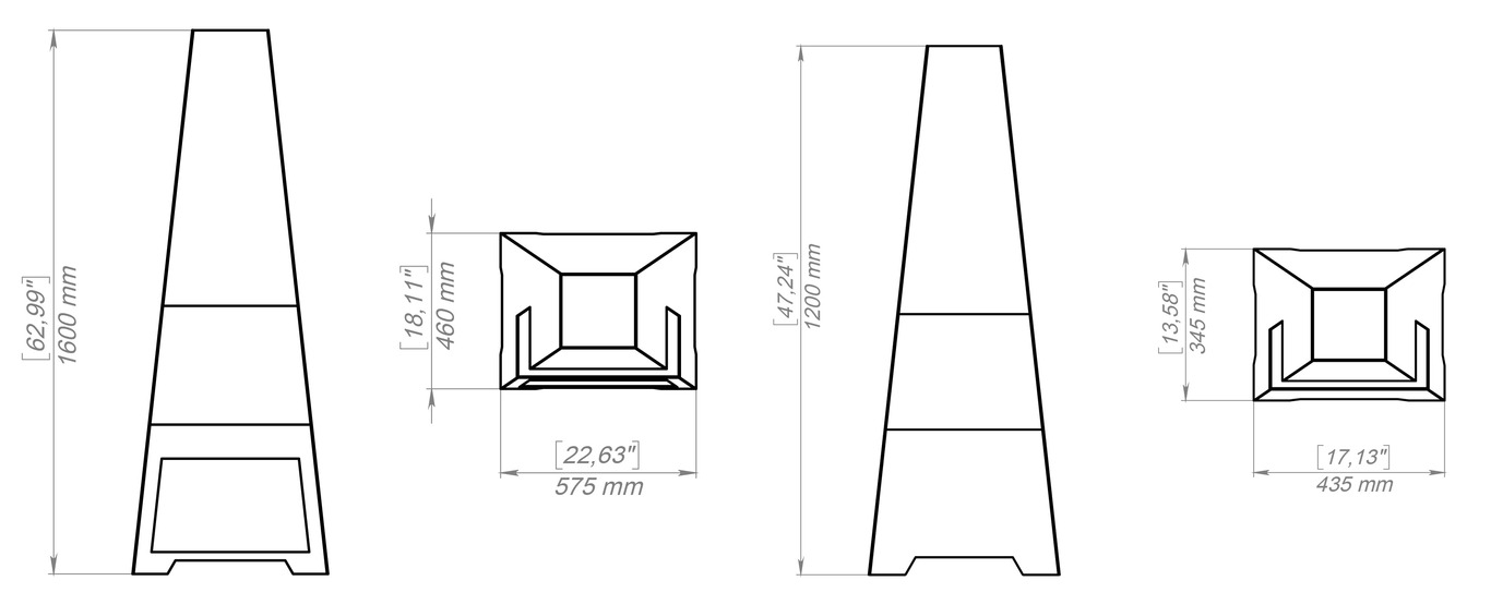 Outdoor Fireplace V2 Two Sizes. DXF, SVG files for plasma, laser cutting. Chiminea Fire Pit. Фото 10