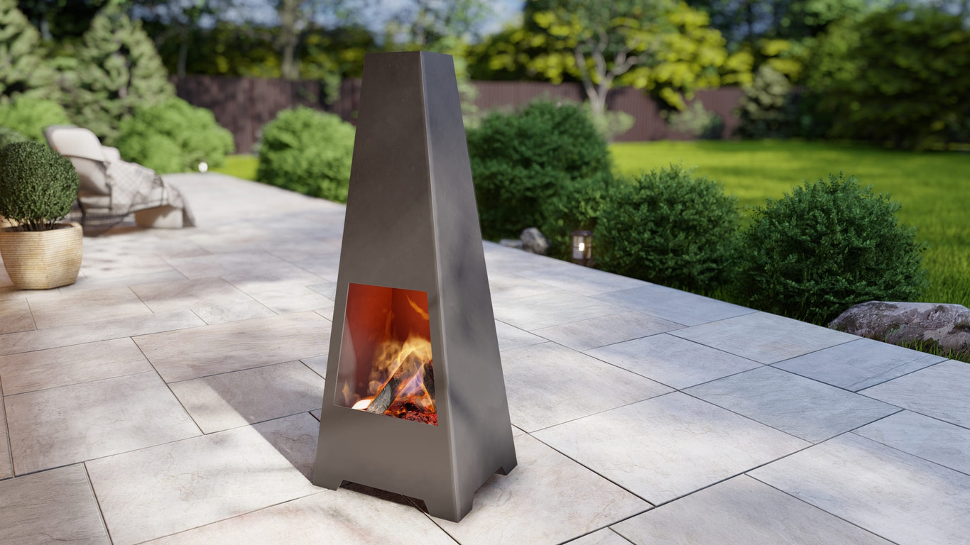 Patio Fireplace V3 47". DXF, SVG files for plasma, laser cutting. Chiminea Fire Pit