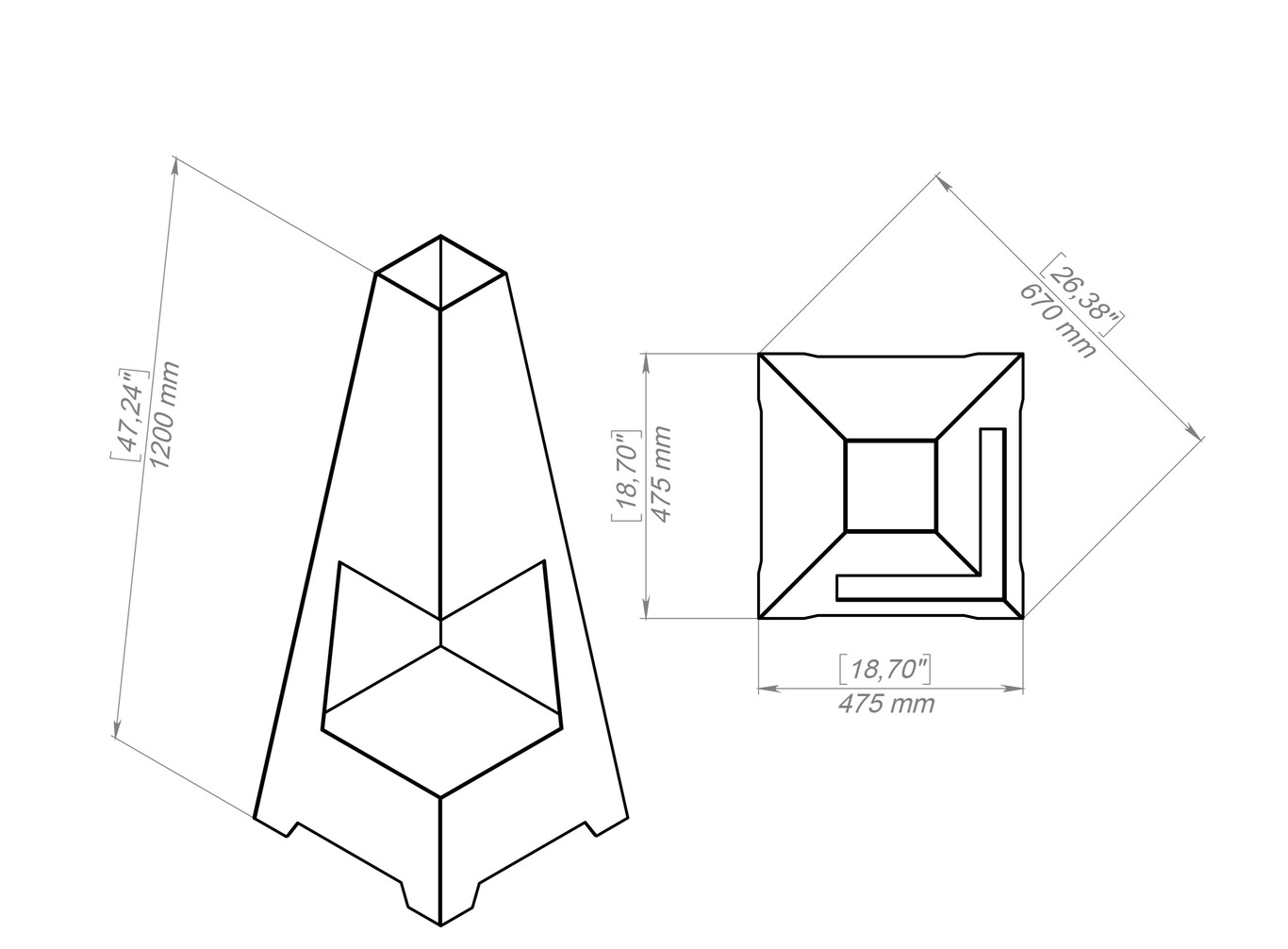 Backyard Fireplace V4 47". DXF, SVG files for plasma, laser cutting. Chiminea Fire Pit. Фото 11