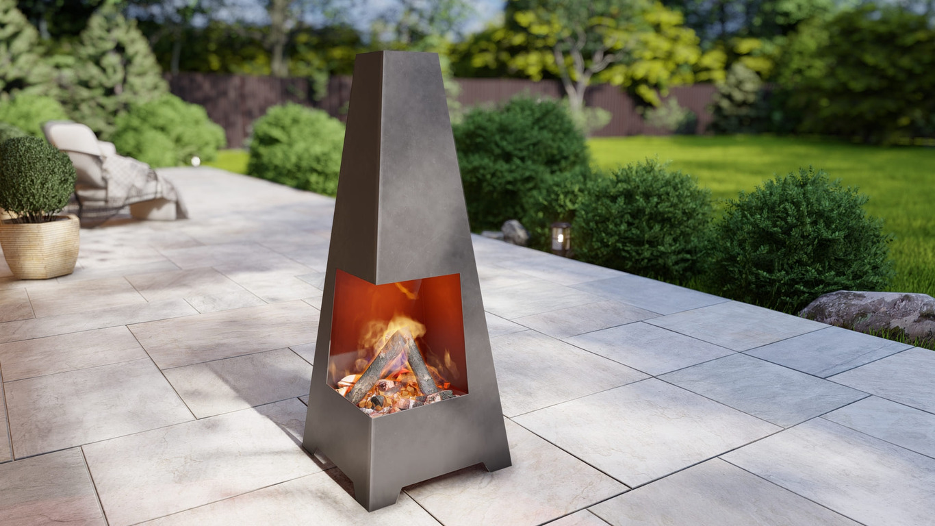 Backyard Fireplace V4 47". DXF, SVG files for plasma, laser cutting. Chiminea Fire Pit
