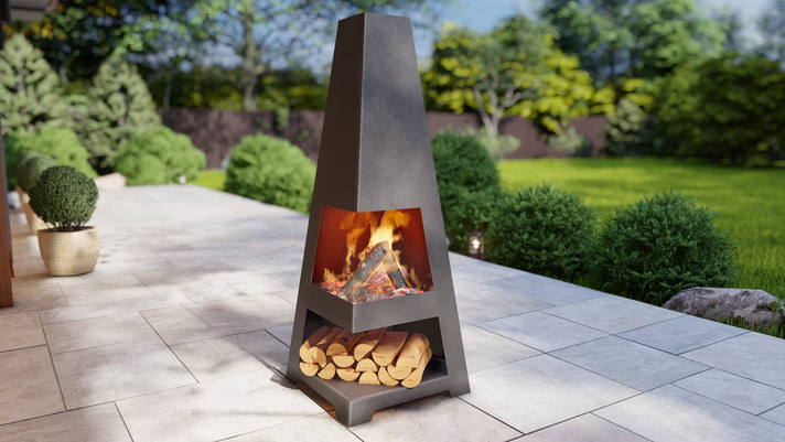 Backyard Fireplace V4 63". DXF, SVG files for plasma, laser cutting. Chiminea Fire Pit