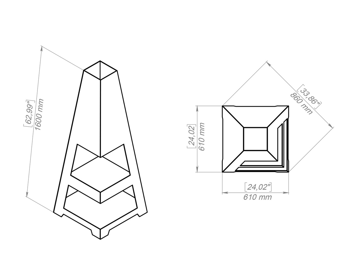 Backyard Fireplace V4 63". DXF, SVG files for plasma, laser cutting. Chiminea Fire Pit. Фото 11