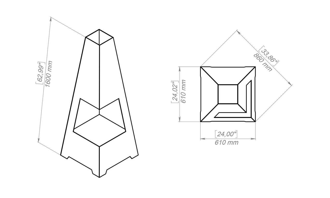 Kominek ogrodowy V4 1600 mm typ 2. Pliki DXF, SVG do cięcia plazmowego i laserowego. Kominek tarasowy. Фото 11