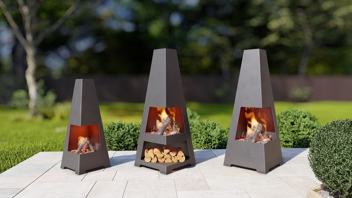 Backyard Fireplace V4 Three Sizes. DXF, SVG files for plasma, laser cutting. Chiminea Fire Pit
