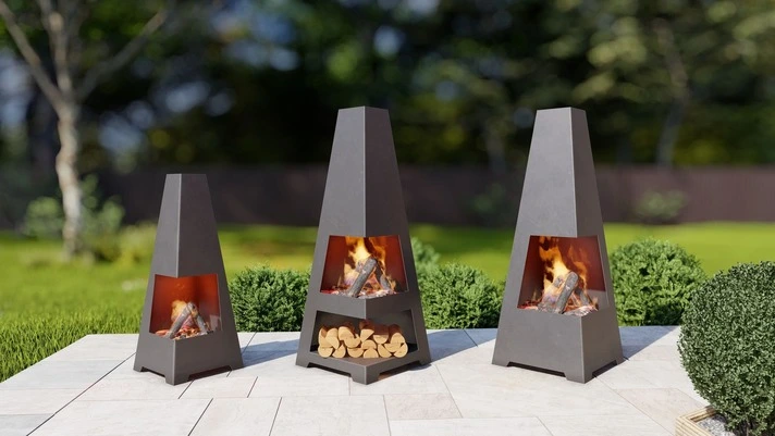 Backyard Fireplace V4 Three Sizes. Chiminea Fire Pit DXF and SVG