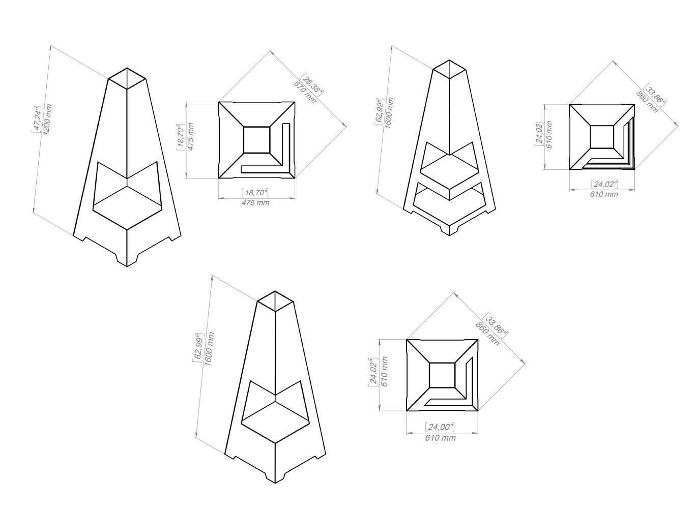 Backyard Fireplace V4 Three Sizes. DXF, SVG files for plasma, laser cutting. Chiminea Fire Pit. Фото 10