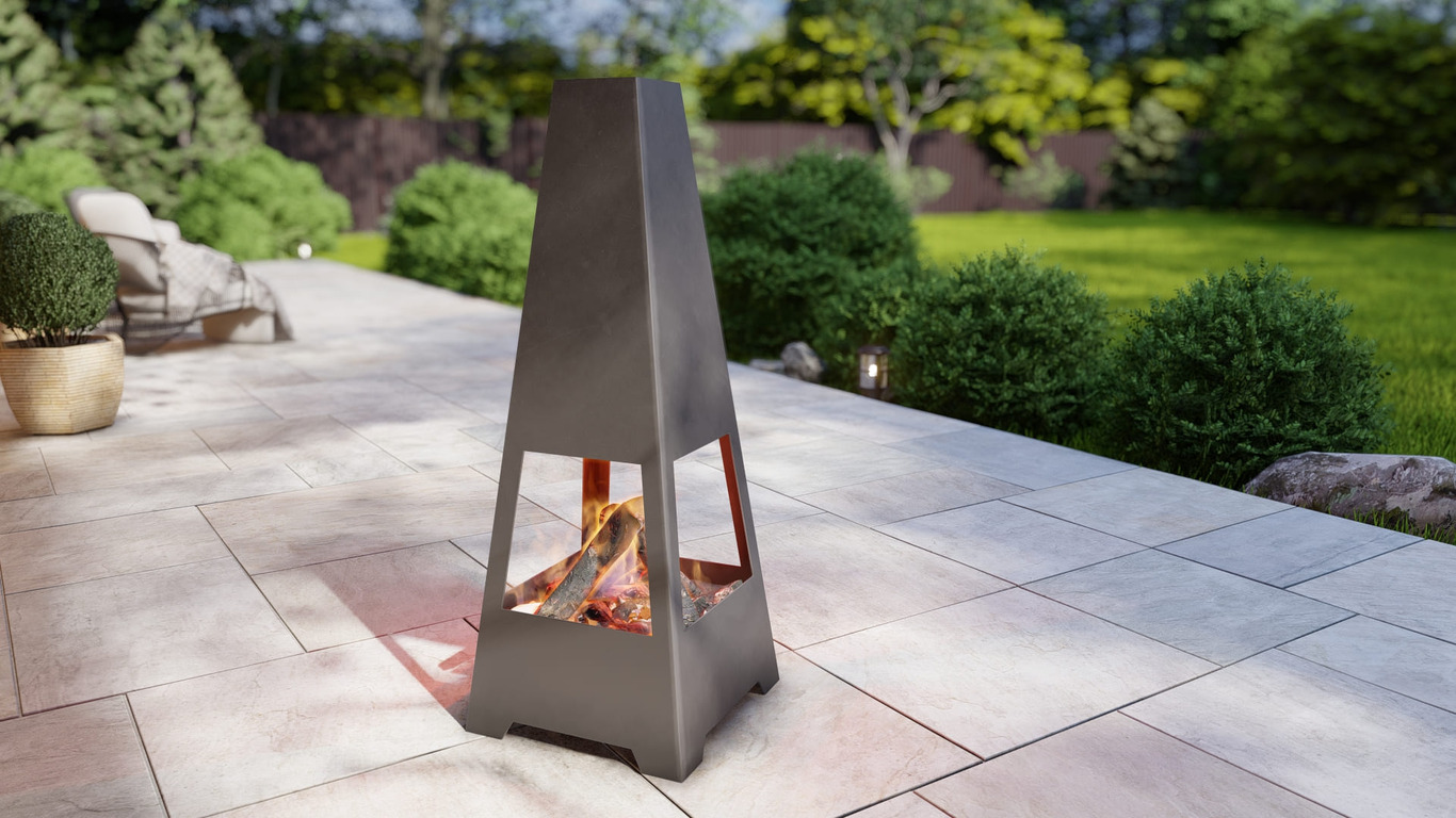 Outdoor Fireplace V5 47". DXF, SVG files for plasma, laser cutting. Chiminea Fire Pit