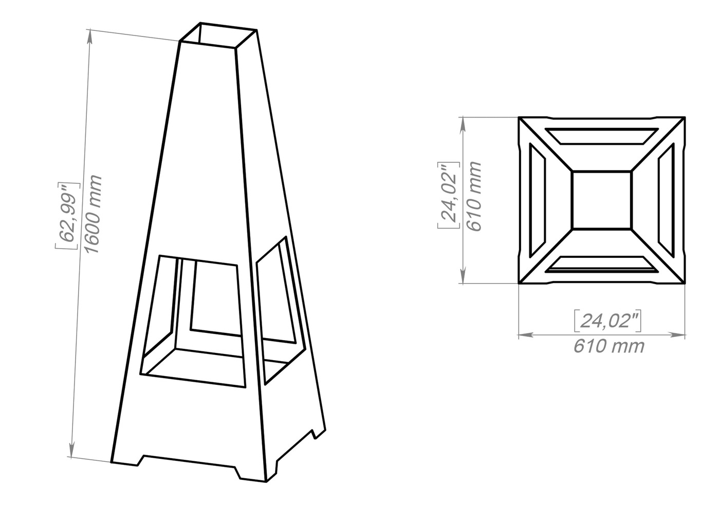 Outdoor Fireplace V5 63". DXF, SVG files for plasma, laser cutting. Chiminea Fire Pit. Фото 11