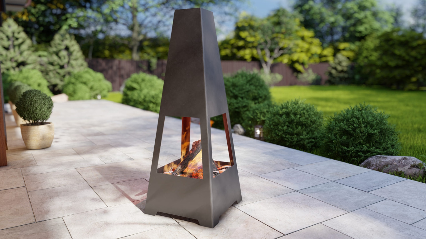 Outdoor Fireplace V5 63". DXF, SVG files for plasma, laser cutting. Chiminea Fire Pit