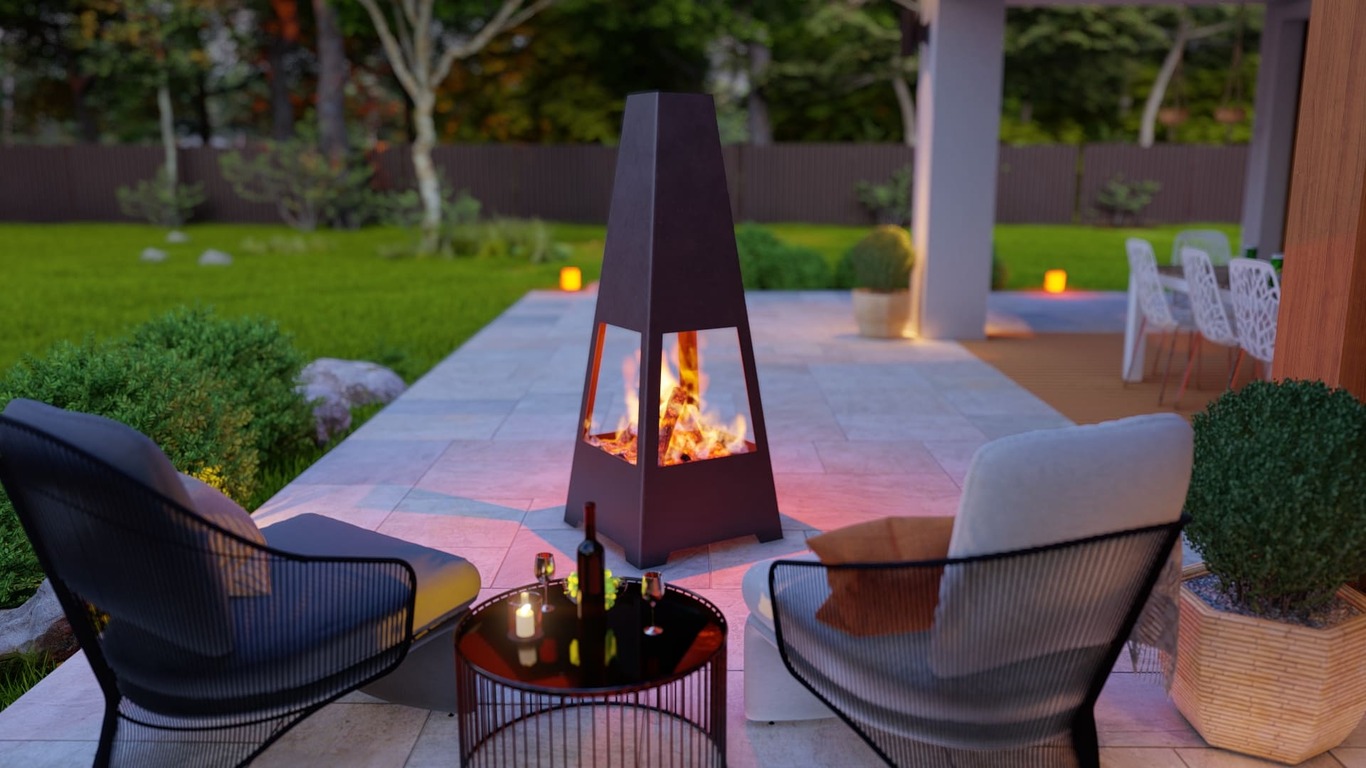 Outdoor Fireplace V5 63". DXF, SVG files for plasma, laser cutting. Chiminea Fire Pit. Фото 3