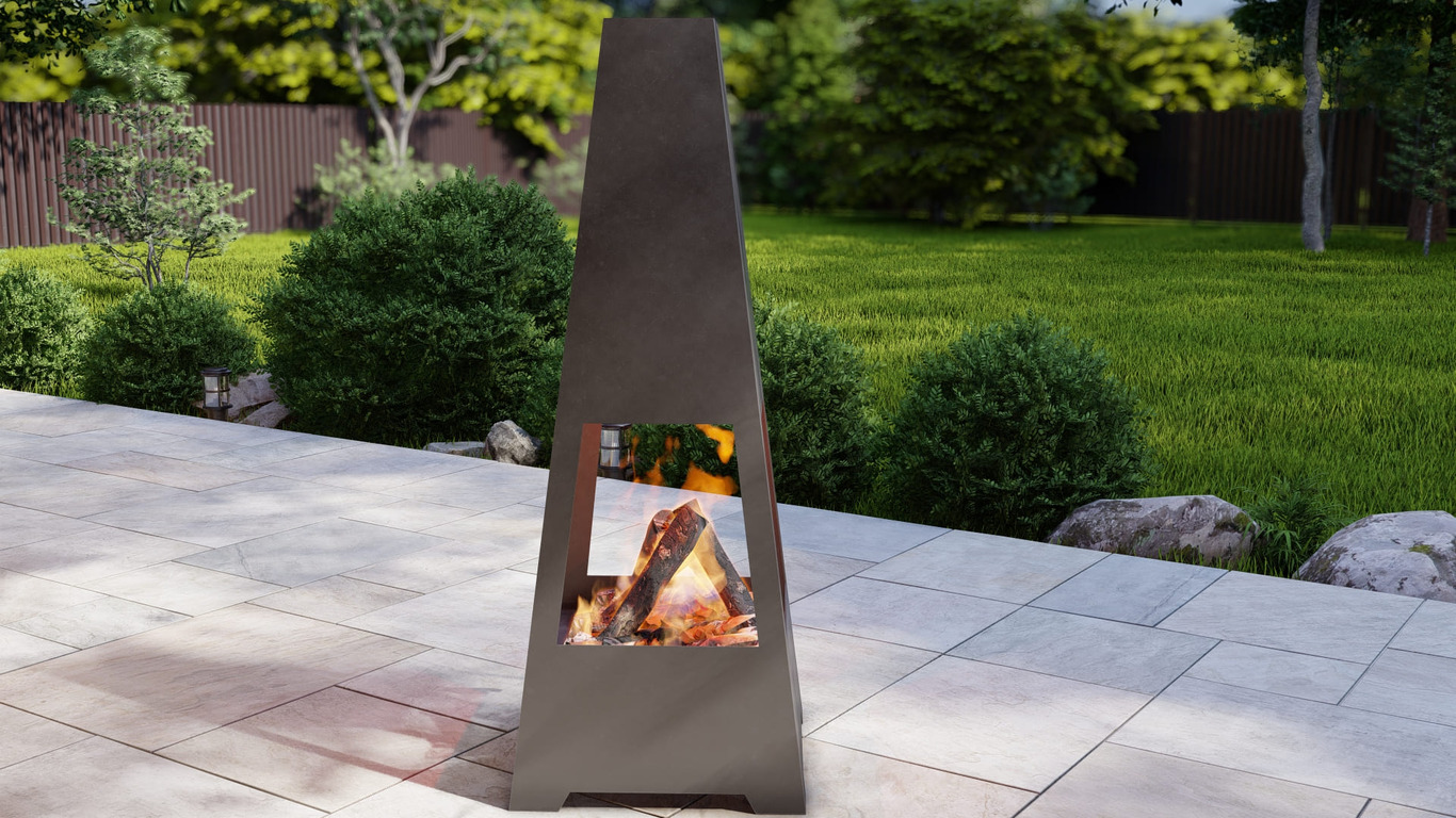 Outdoor Fireplace V5 63". DXF, SVG files for plasma, laser cutting. Chiminea Fire Pit. Фото 5