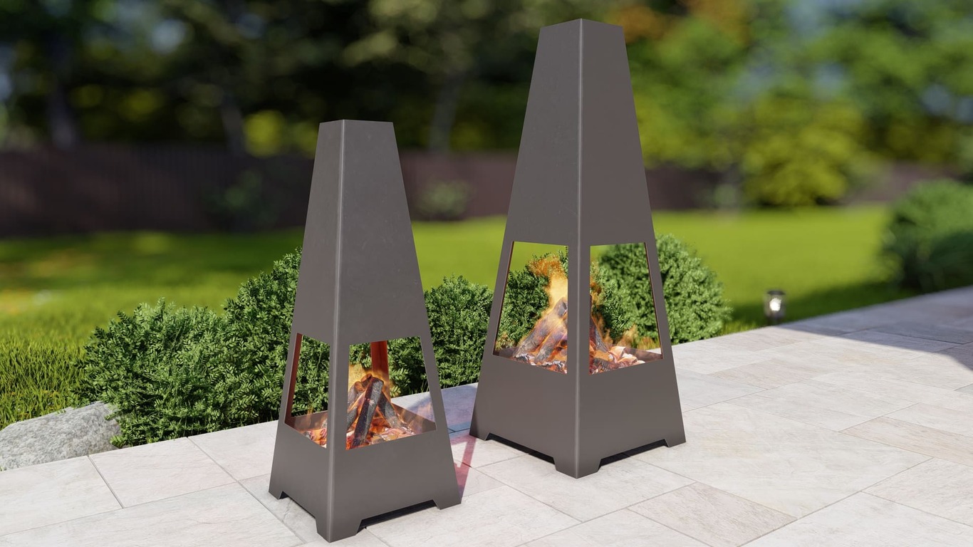 Outdoor Fireplace V5 Two Sizes. DXF, SVG files for plasma, laser cutting. Chiminea Fire Pit