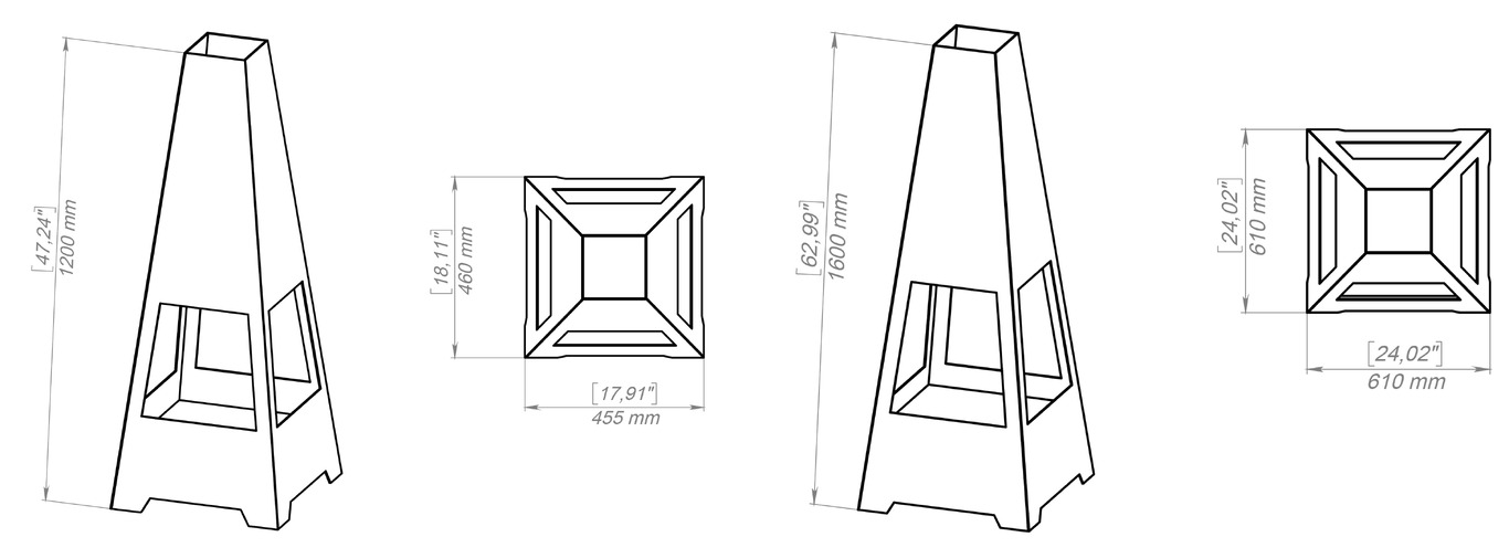 Outdoor Fireplace V5 Two Sizes. DXF, SVG files for plasma, laser cutting. Chiminea Fire Pit. Фото 10