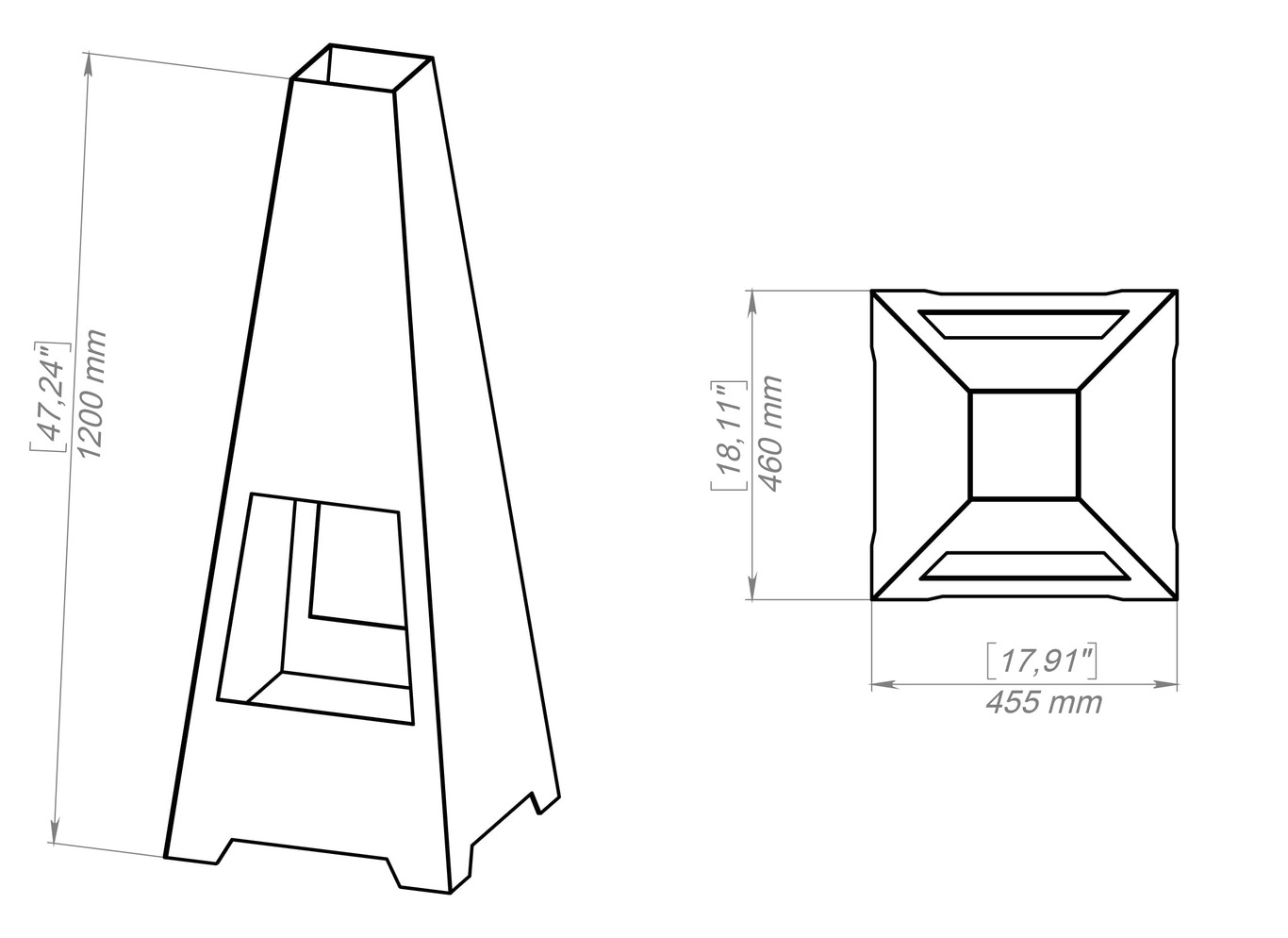 Patio Fireplace V6 47". DXF, SVG files for plasma, laser cutting. Chiminea Fire Pit. Фото 11