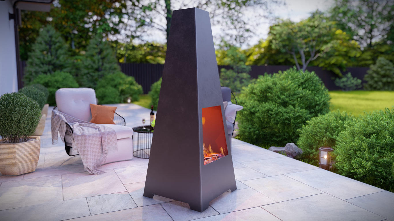 Chimenea de patio V6 1600 mm. Archivos SVG y DXF para corte plasma y láser. Brasero chimenea. Фото 2