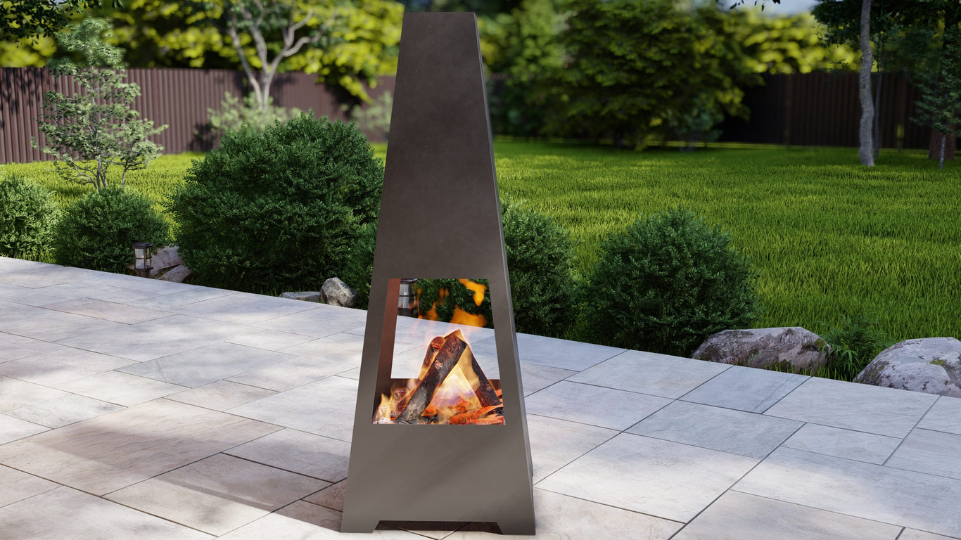 Chimenea de patio V6 1600 mm. Archivos SVG y DXF para corte plasma y láser. Brasero chimenea. Фото 6