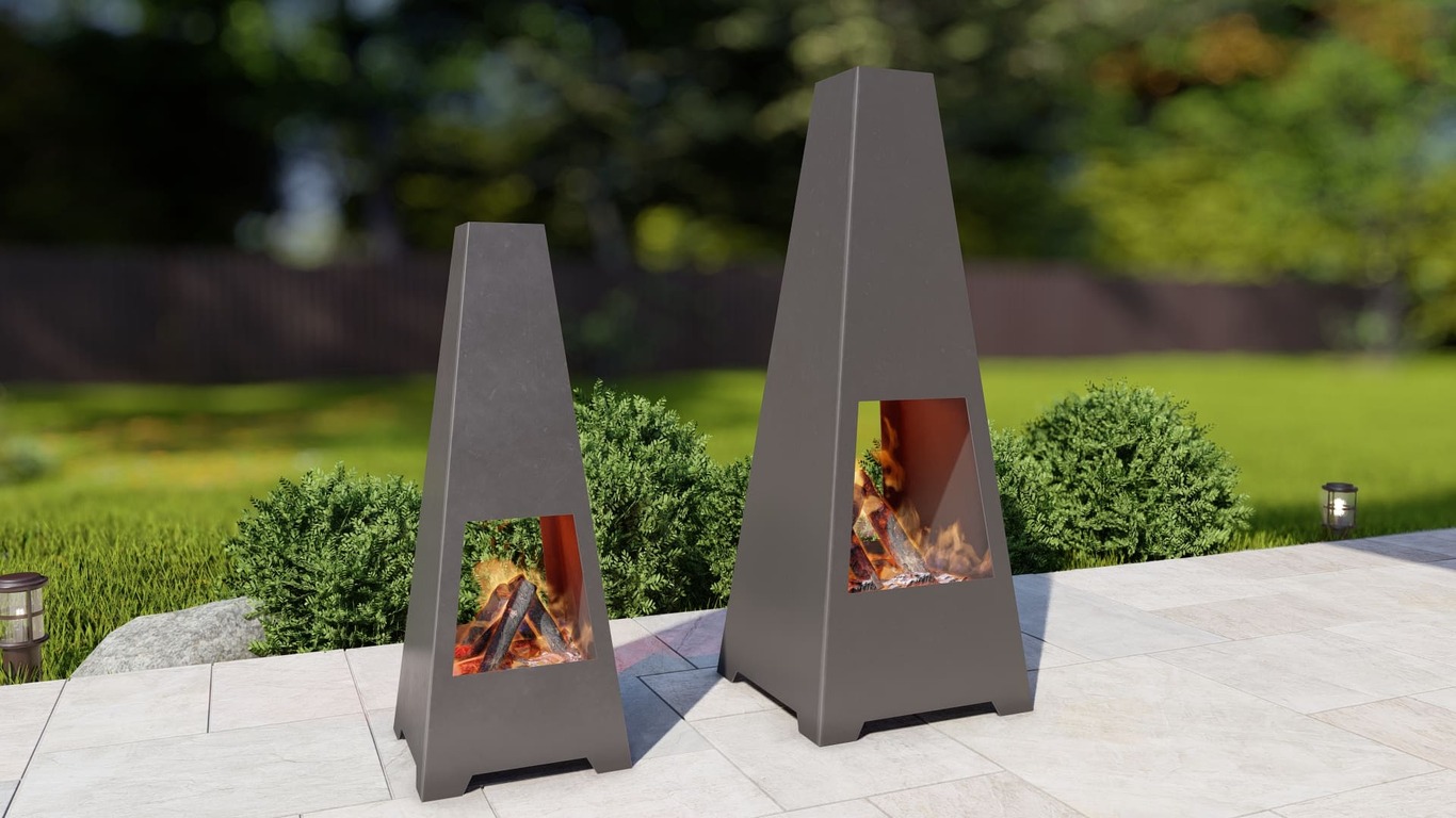 Patio Fireplace V6 Two Sizes. DXF, SVG files for plasma, laser cutting. Chiminea Fire Pit