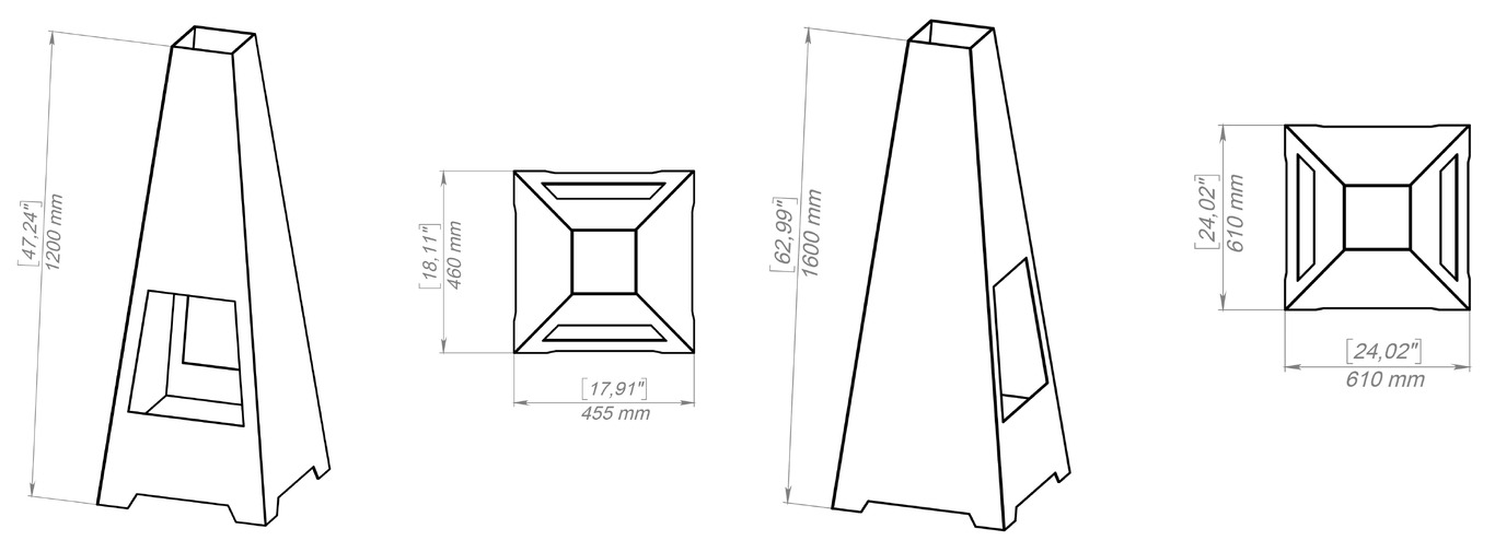 Patio Fireplace V6 Two Sizes. DXF, SVG files for plasma, laser cutting. Chiminea Fire Pit. Фото 10