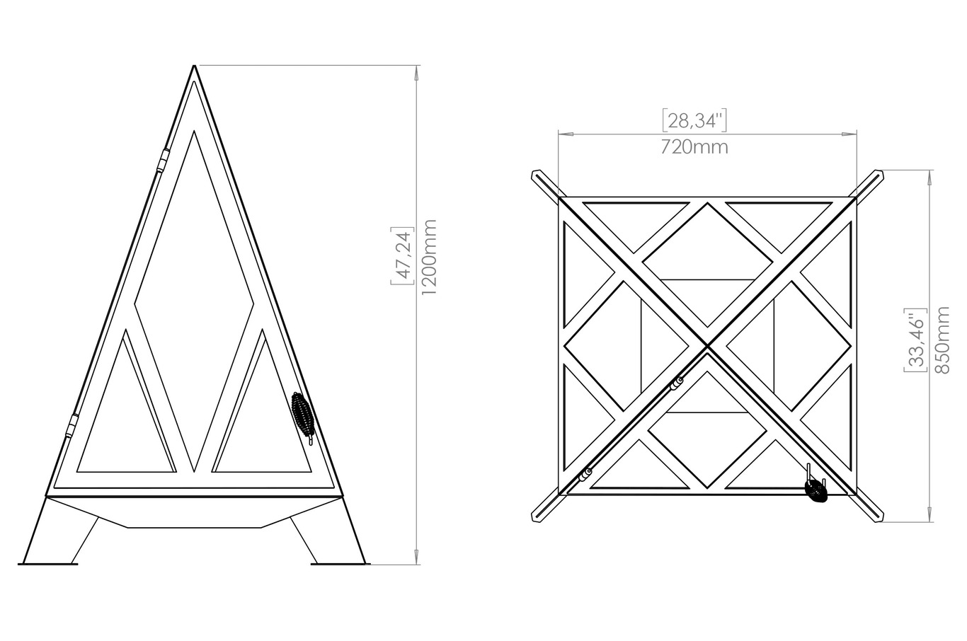 Șemineu de grădină V7 1200 mm cu parascânteie. Fișiere DXF, SVG pentru tăiere cu plasmă și laser. Vatră foc piramidă. Фото 11