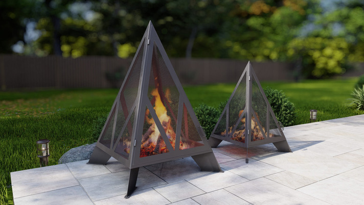 Garden Fireplace V7 Two Sizes. DXF, SVG files for plasma, laser cutting. Pyramid Fire Pit