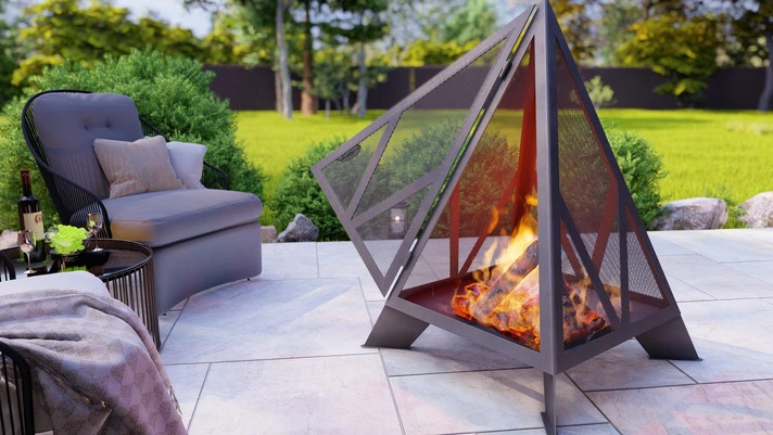 Garden Fireplace V7 Two Sizes. Pyramid Fire Pit DXF and SVG Art