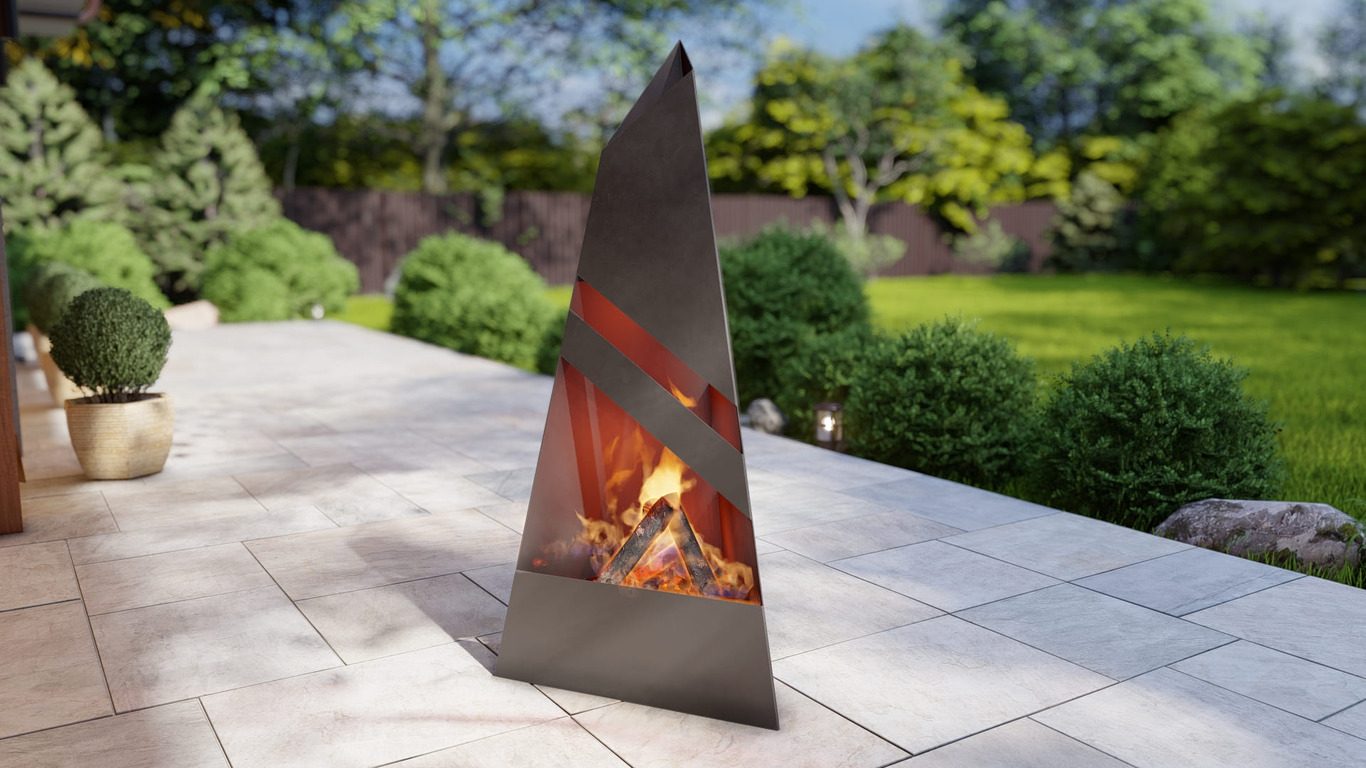 Garden Fireplace V8 63". DXF, SVG files for plasma, laser cutting. Pyramid Fire Pit