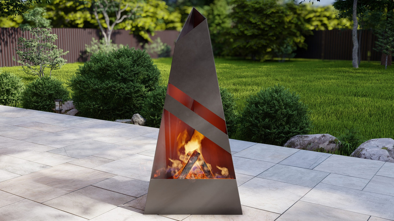 Garden Fireplace V8 63". DXF, SVG files for plasma, laser cutting. Pyramid Fire Pit. Фото 6