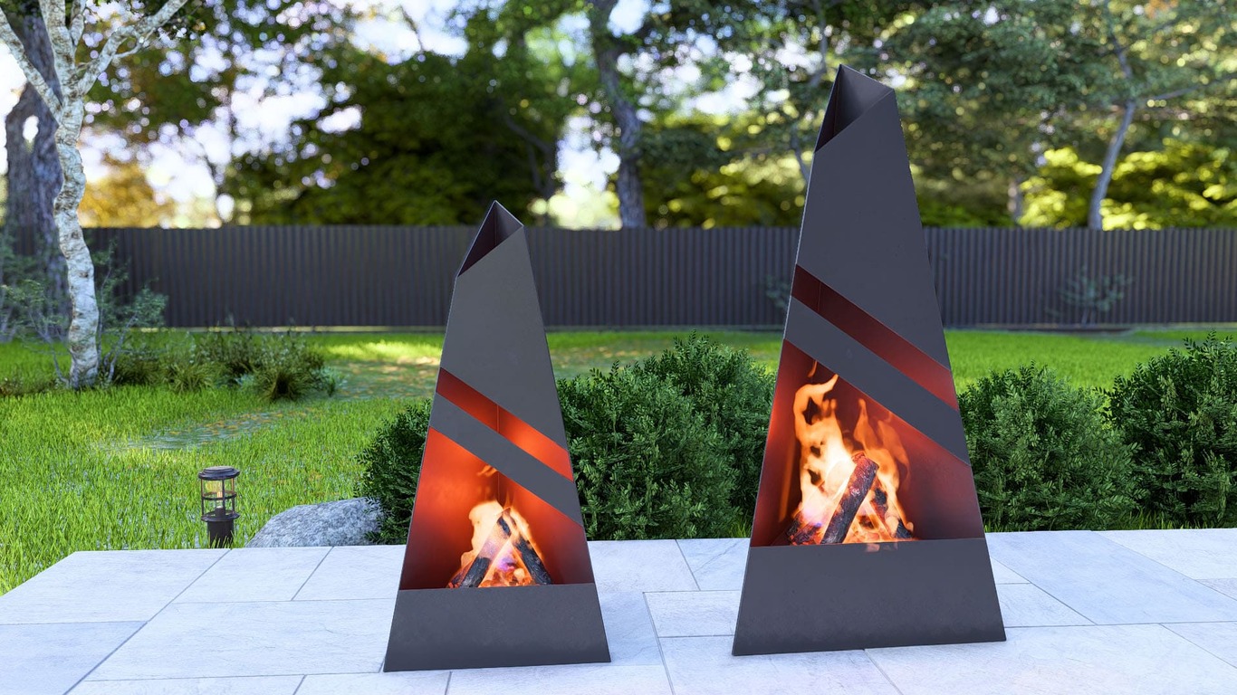 Garden Fireplace V8 Two Sizes. DXF, SVG files for plasma, laser cutting. Pyramid Fire Pit