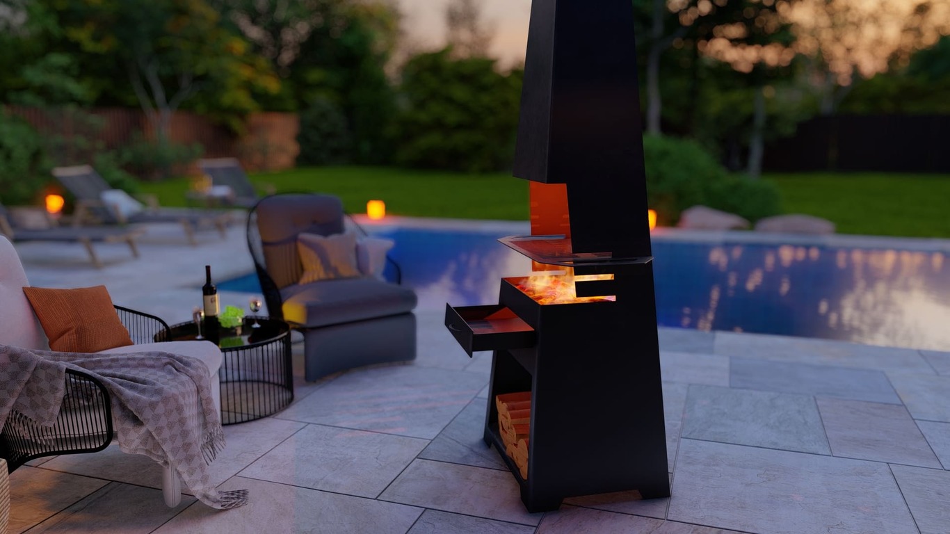 Outdoor Fireplace V2 with Grill. DXF, SVG files for plasma, laser cutting. Chiminea Fire Pit. Фото 4