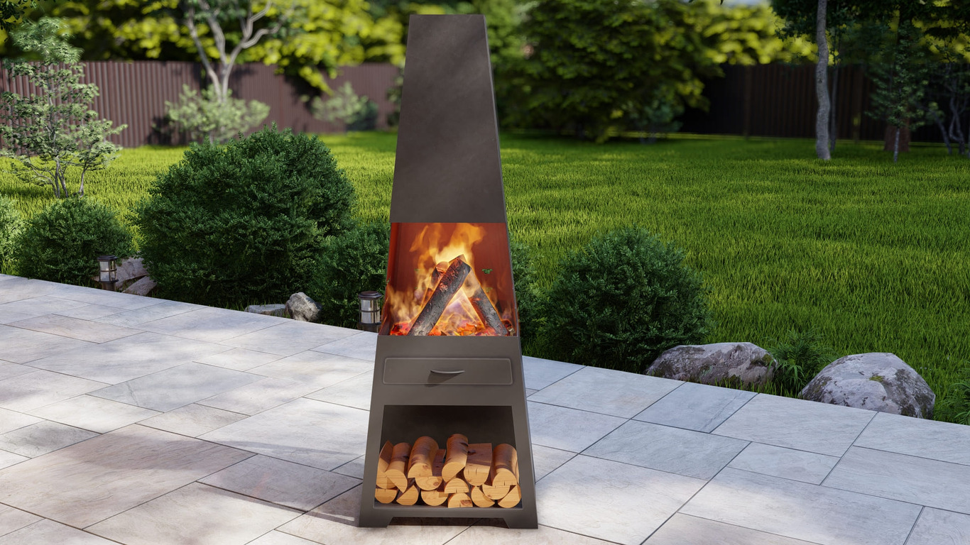 Outdoor Fireplace V2 with Grill. DXF, SVG files for plasma, laser cutting. Chiminea Fire Pit. Фото 6