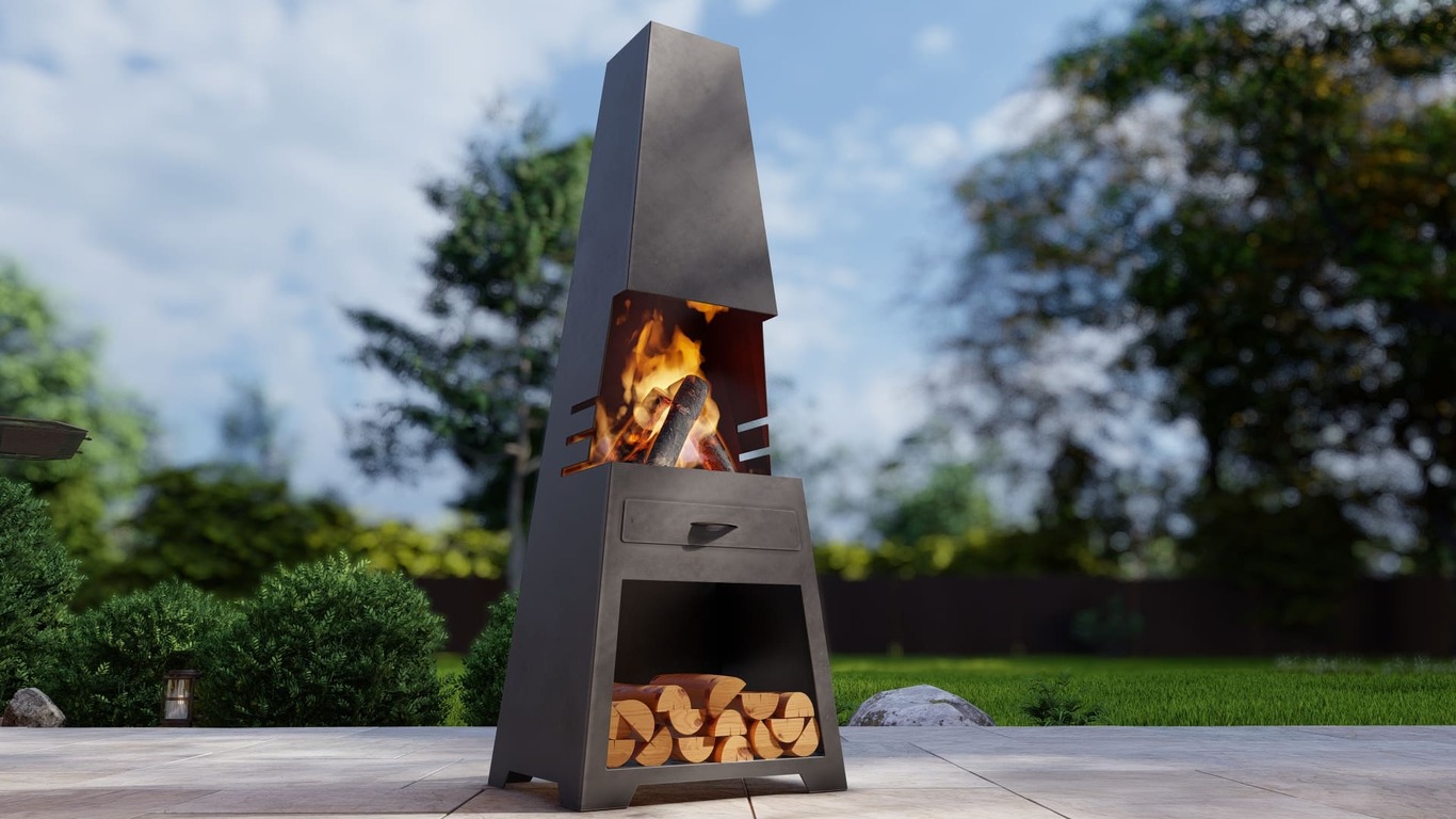 Outdoor Fireplace V2 with Grill. DXF, SVG files for plasma, laser cutting. Chiminea Fire Pit. Фото 7