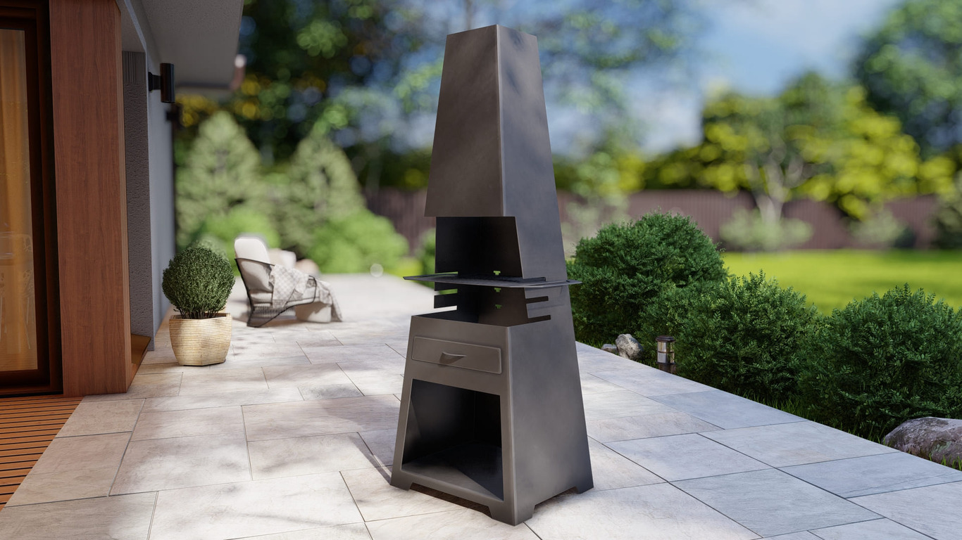 Outdoor Fireplace V2 with Grill. DXF, SVG files for plasma, laser cutting. Chiminea Fire Pit. Фото 8