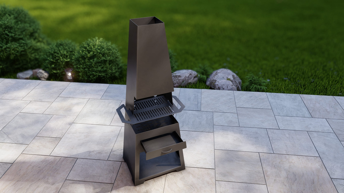 Outdoor Fireplace V2 with Grill. DXF, SVG files for plasma, laser cutting. Chiminea Fire Pit. Фото 9