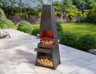 Outdoor Fireplace V2 with Grill. DXF, SVG files for plasma, laser cutting. Chiminea Fire Pit
