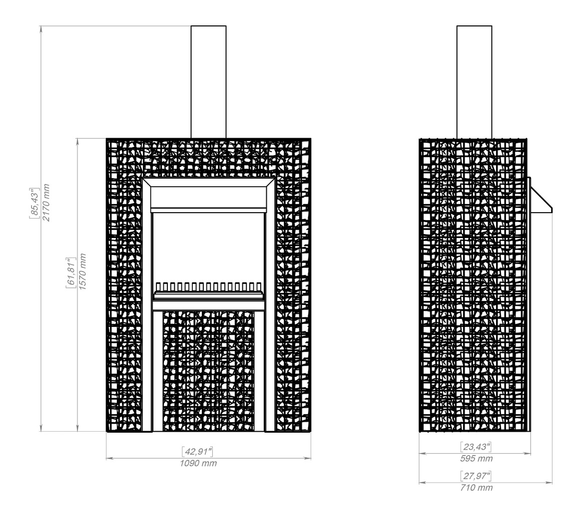 Șemineu de grădină Gabion. Fișiere DXF, SVG pentru tăiere cu plasmă și laser. Vatră de foc exterior. Фото 13
