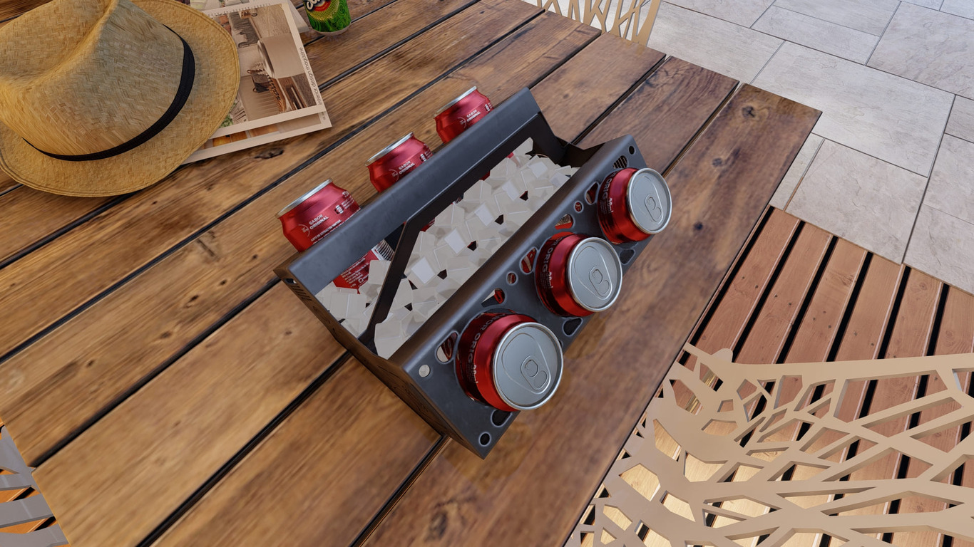 Beer and Soda Holder Engine V6. DXF, SVG files for plasma, laser cutting. Box for 330 ml Can. Фото 4
