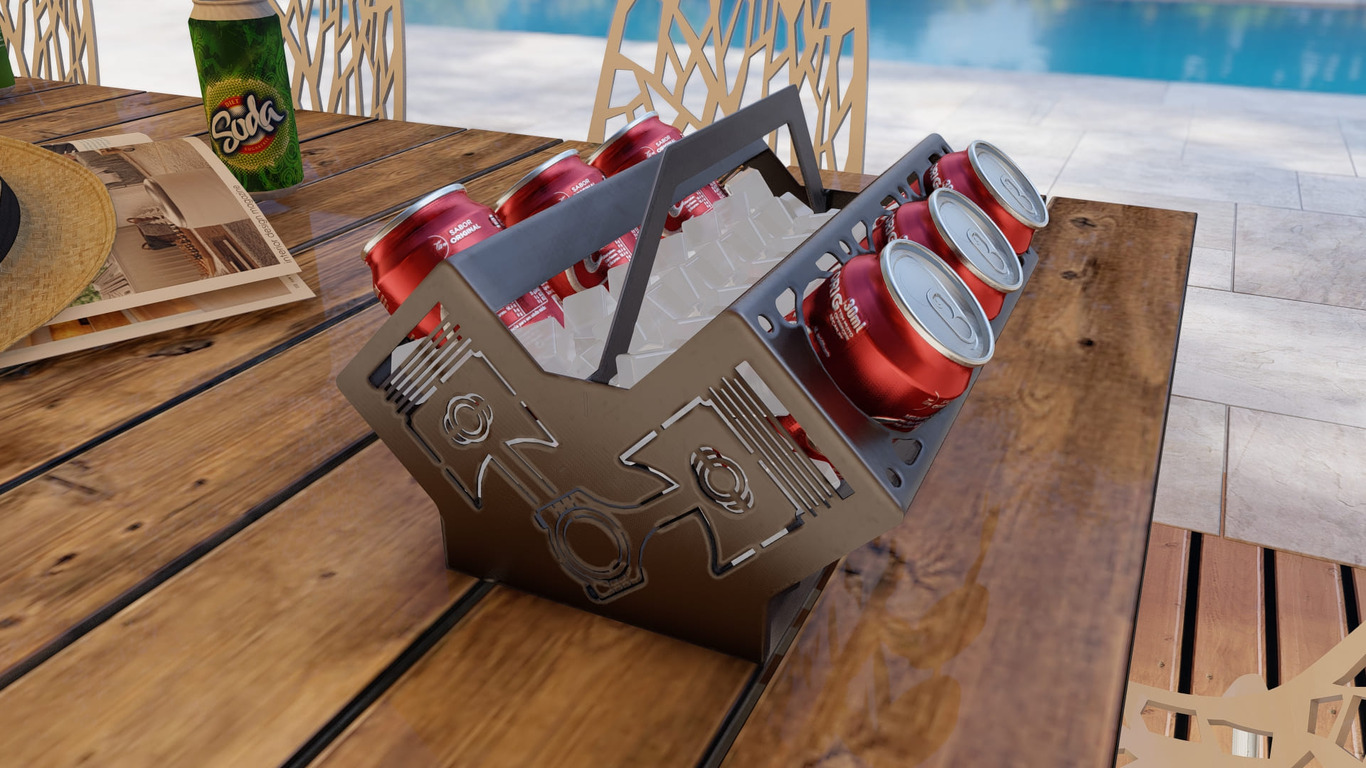 Beer and Soda Holder Engine V6. DXF, SVG files for plasma, laser cutting. Box for 330 ml Can. Фото 5