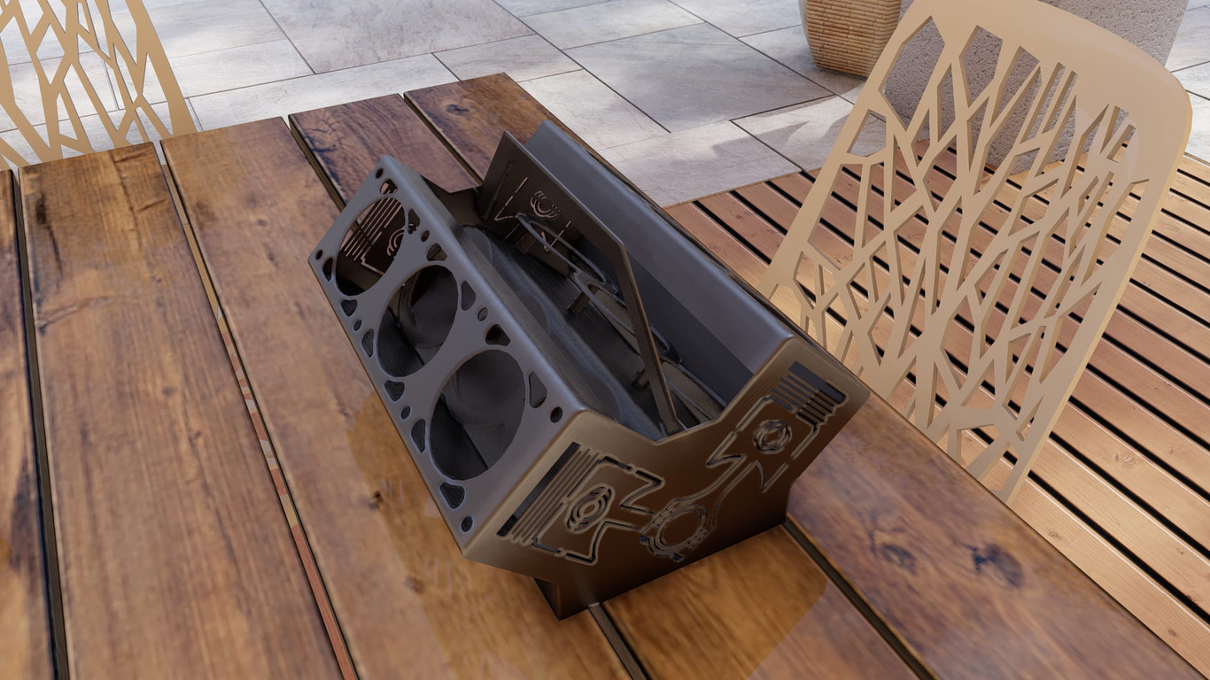 Beer and Soda Holder Engine V6. DXF, SVG files for plasma, laser cutting. Box for 330 ml Can. Фото 8