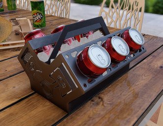 Beer and Soda Holder Engine V6. DXF, SVG files for plasma, laser cutting. Box for 330 ml Can