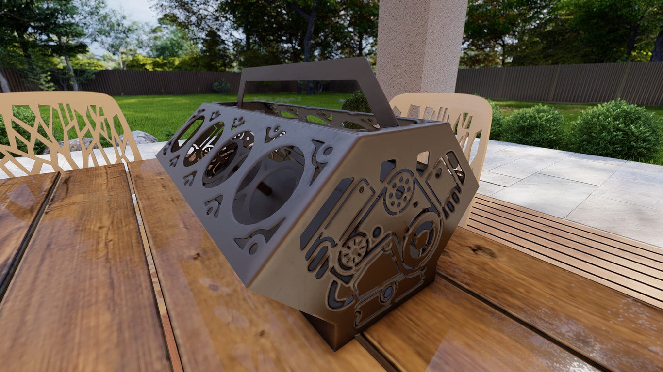 Beer and Soda Holder Engine V8. DXF, SVG files for plasma, laser cutting. Box for 330 ml and 500 ml Cans. Фото 9