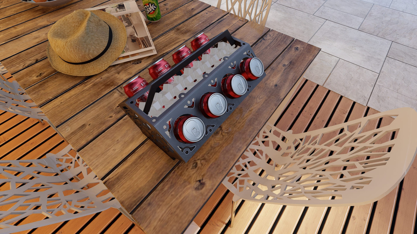 Beer and Soda Holder Engine V8. DXF, SVG files for plasma, laser cutting. Box for 330 ml and 500 ml Cans. Фото 5