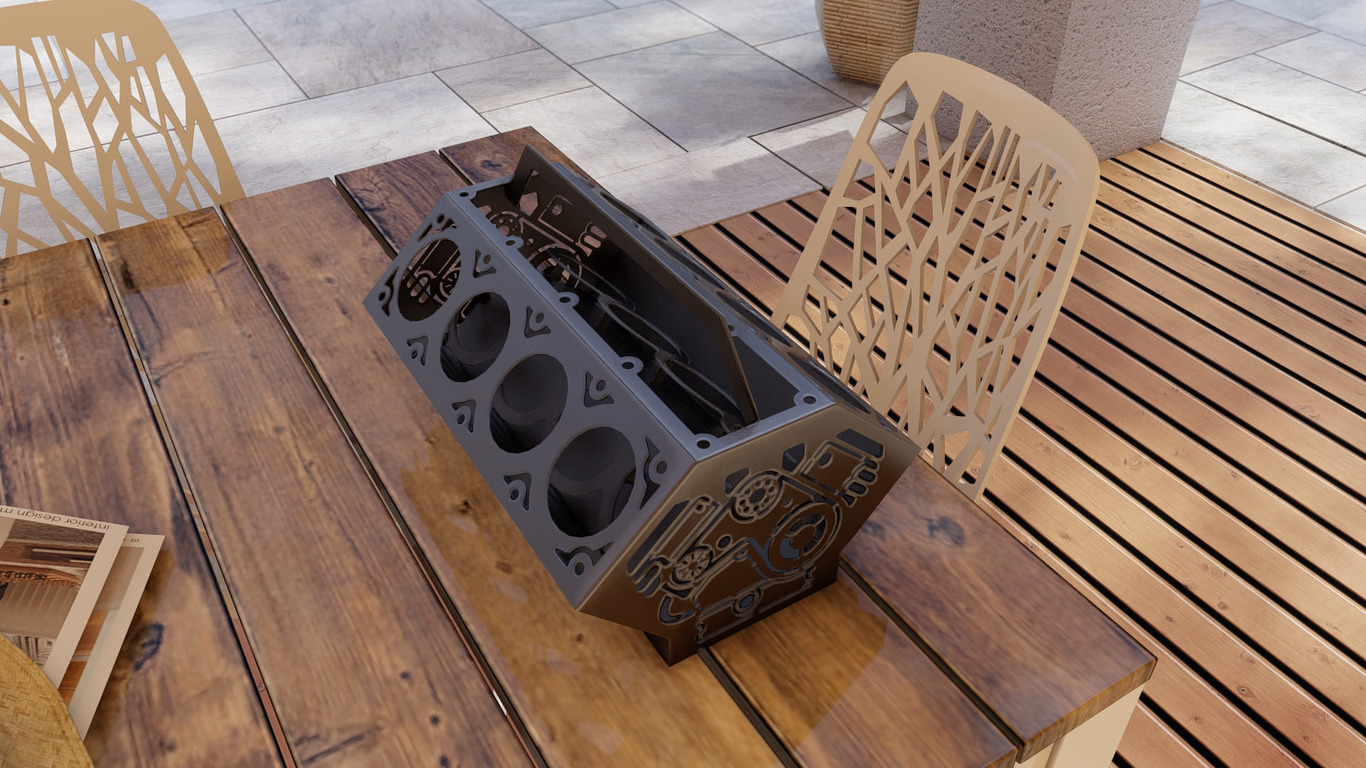 Beer and Soda Holder Engine V8. DXF, SVG files for plasma, laser cutting. Box for 330 ml and 500 ml Cans. Фото 8