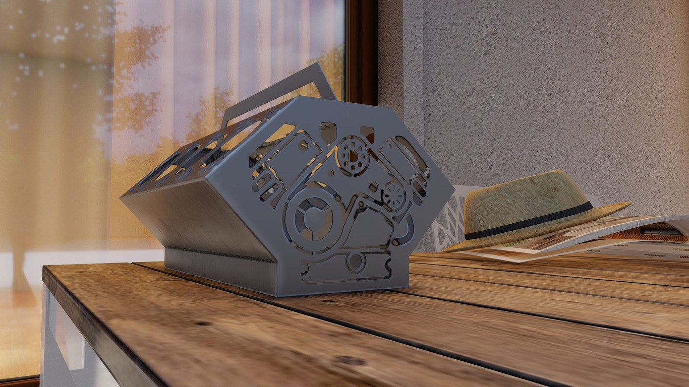 Beer and Soda Holder Engine V8. DXF, SVG files for plasma, laser cutting. Box for 330 ml and 500 ml Cans. Фото 10
